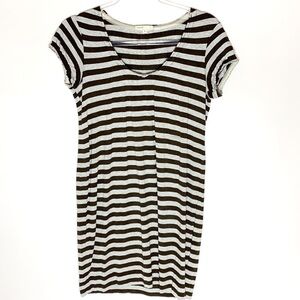 Vince gray and brown striped tee dress